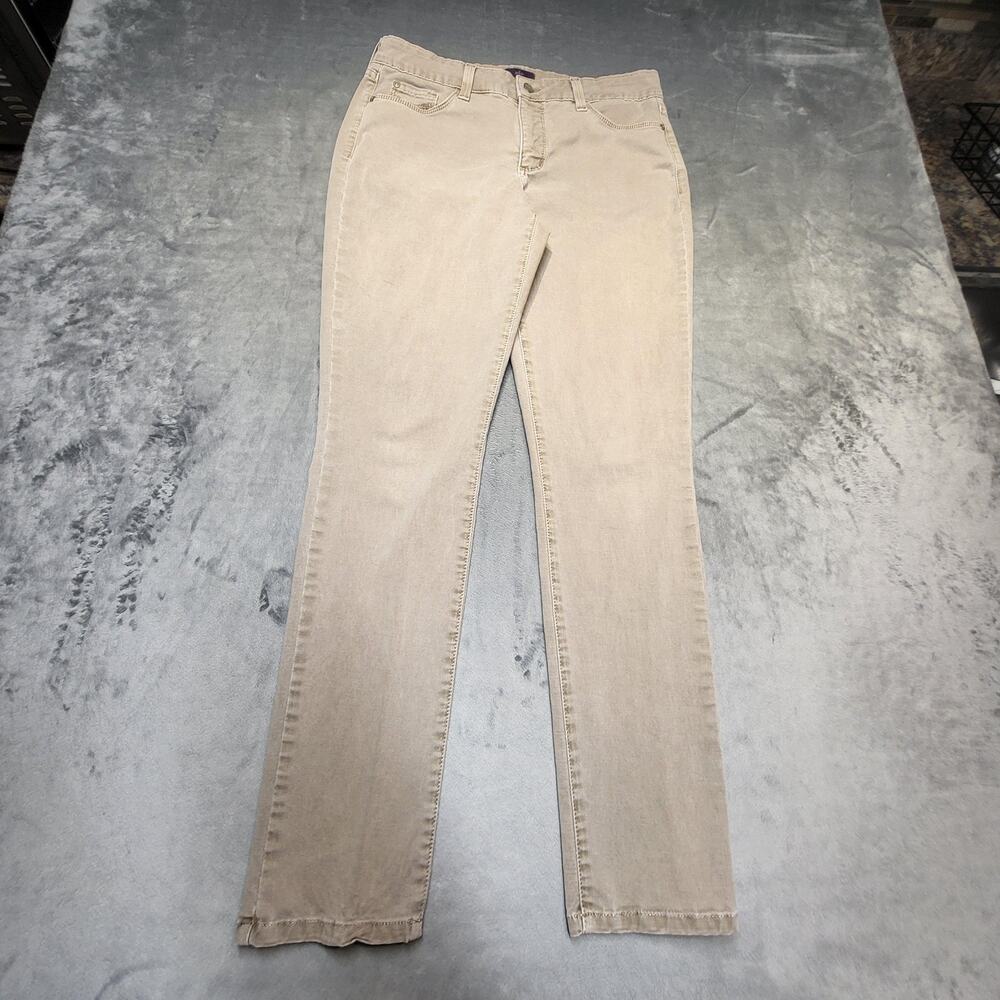 NYDJ Leggings Womens 6 Beige Twill Jegging Stretch Pockets‎ Button Made In USA